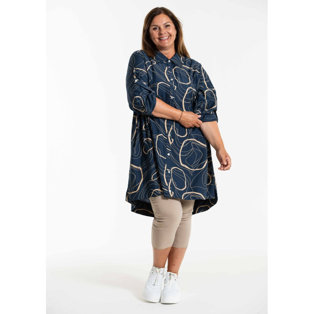 Gozzip Woman GArna Tunic Shirt Tunic Dusty Blue/Sand