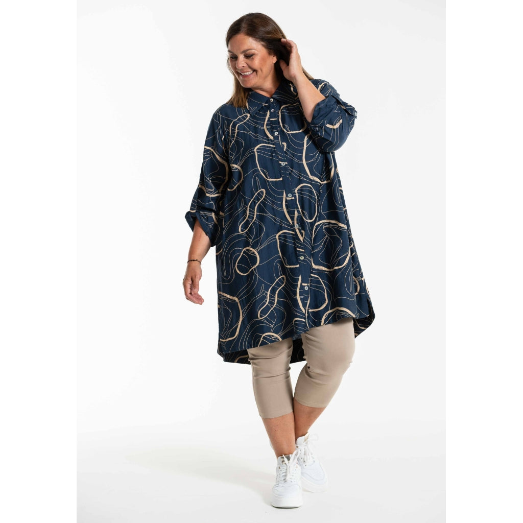 Gozzip Woman GArna Tunic Shirt Tunic Dusty Blue/Sand