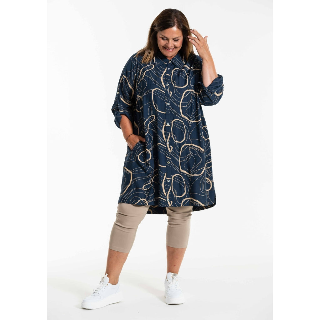 Gozzip Woman GArna Tunic Shirt Tunic Dusty Blue/Sand