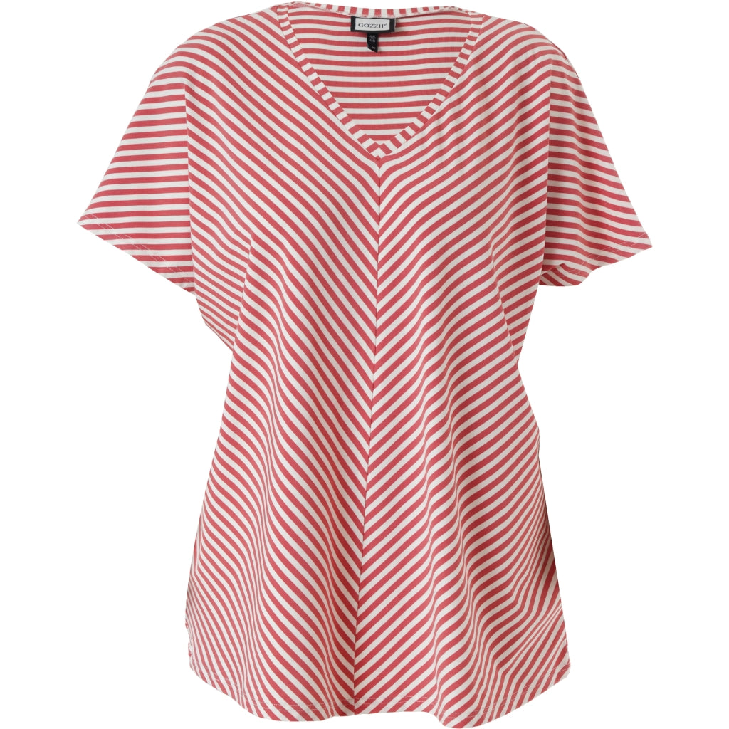 Gozzip Woman GDorota V-Neck T-Shirt T-Shirt Coral stripe