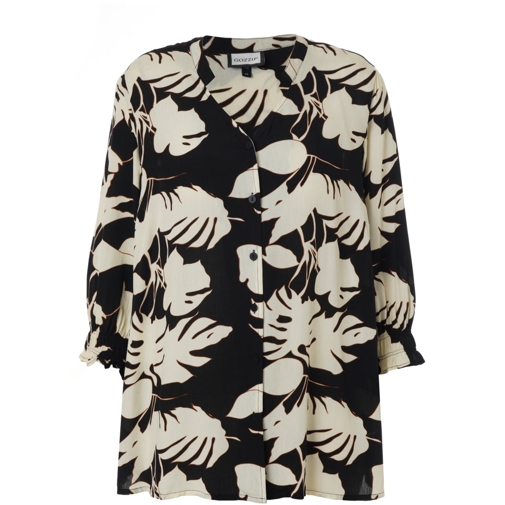 Gozzip Woman GGhita Blouse Blouse Black with offwhite flower