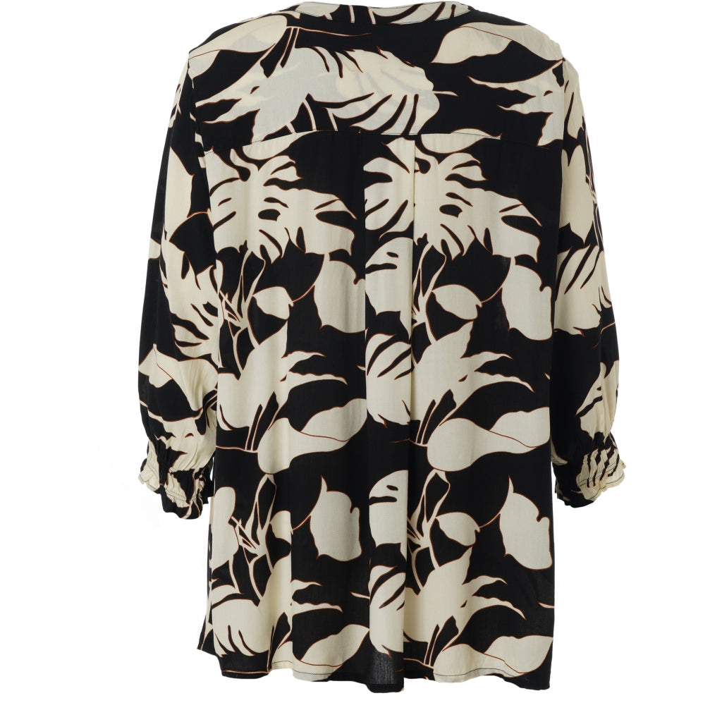 Gozzip Woman GGhita Blouse Blouse Black with offwhite flower