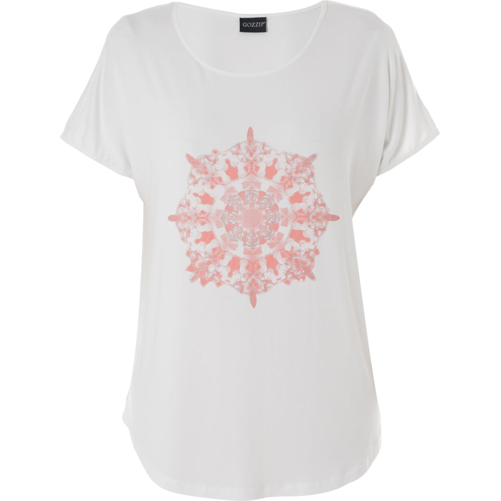 Gozzip Woman GGitte T-shirt with print T-Shirt White/Coral