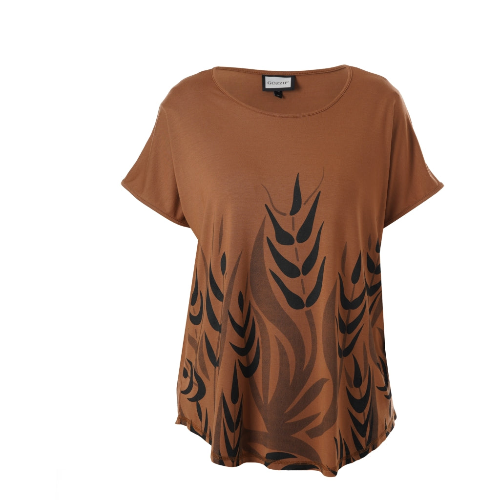 Gozzip Woman GGitte T-shirt with print T-Shirt Cognac