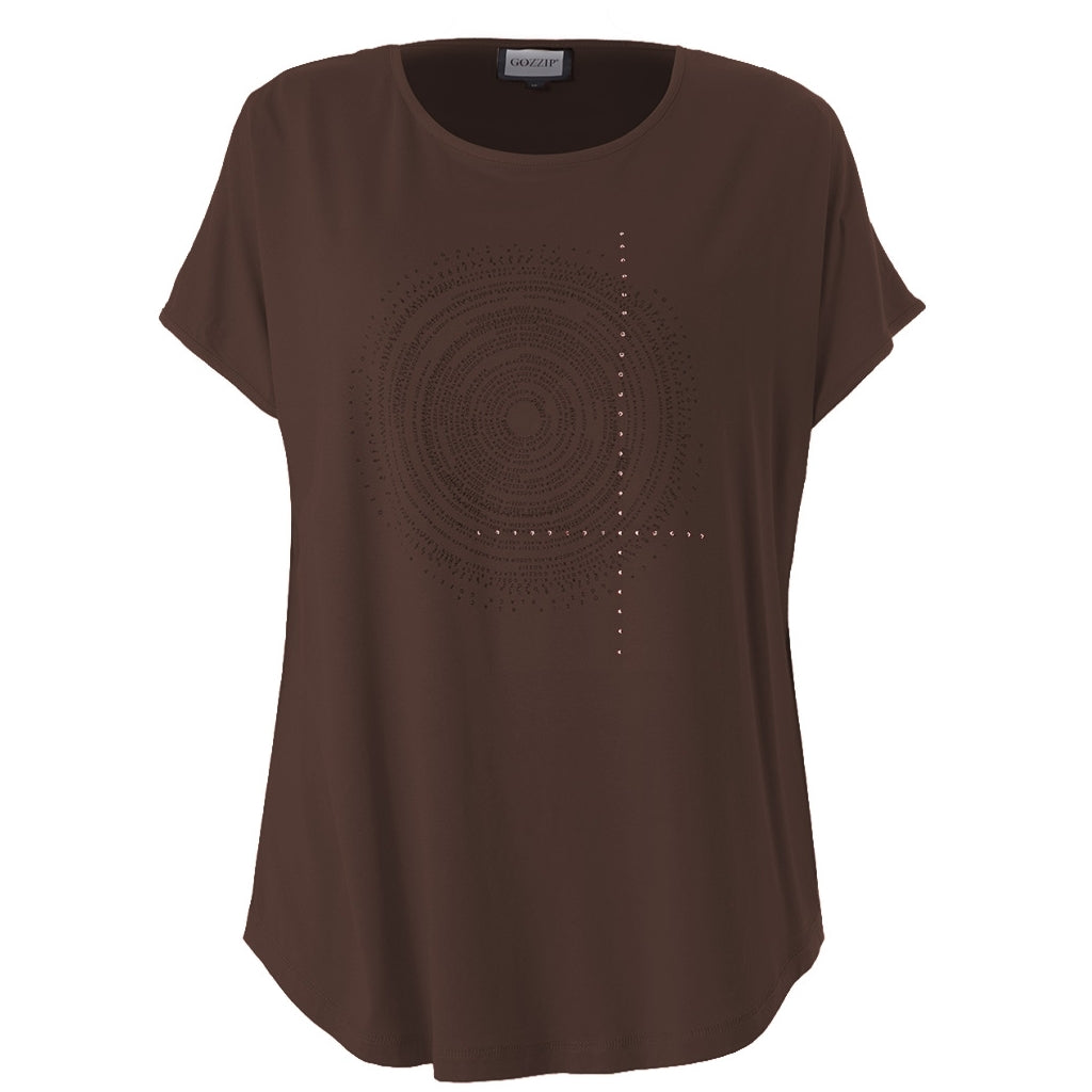 Gozzip Woman GGitte T-shirt with print T-Shirt Brown