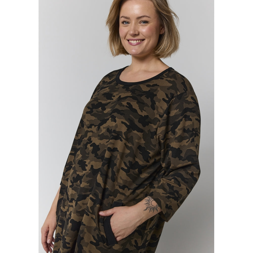 Gozzip Woman GGry Dress with tape Dress Army