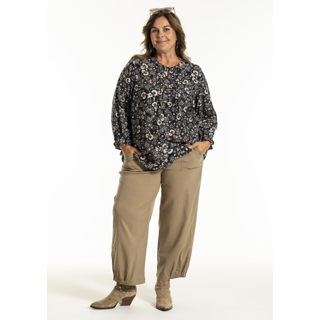 Gozzip Woman GIben Blouse Blouse Black Print