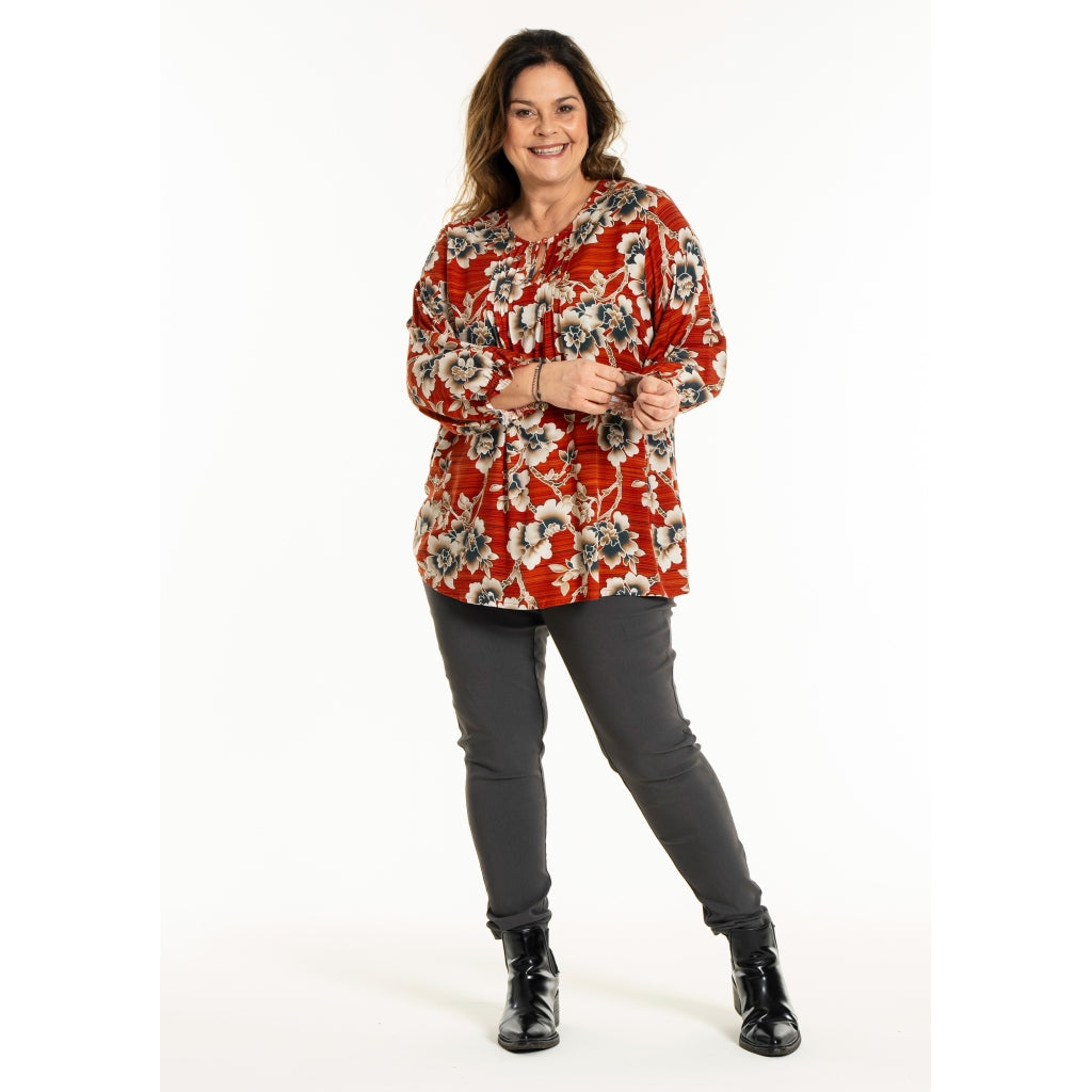 Gozzip Woman GIben Blouse Blouse Pumpkin Flower