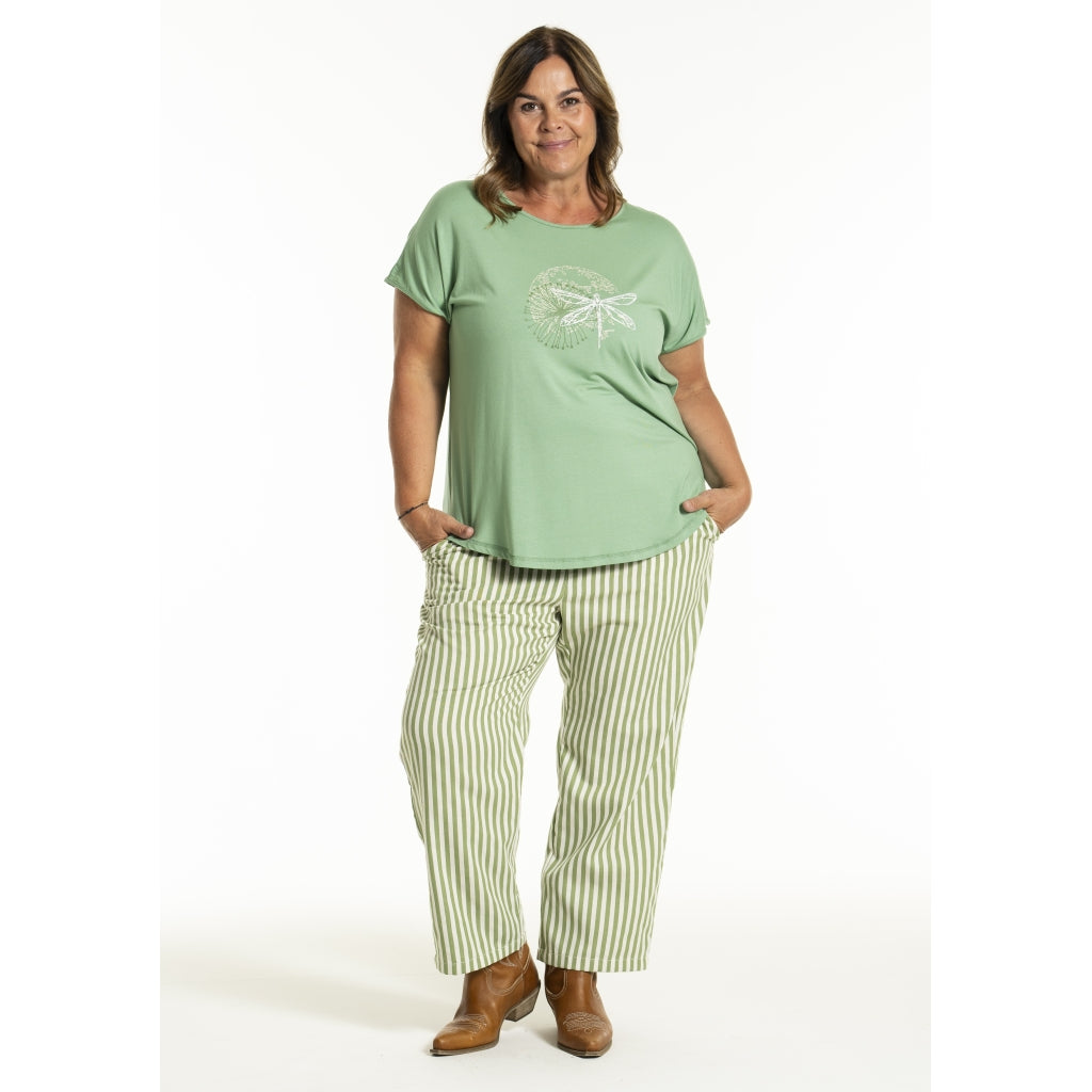 Gozzip Woman GJeanna Pants Pants Green Stripe