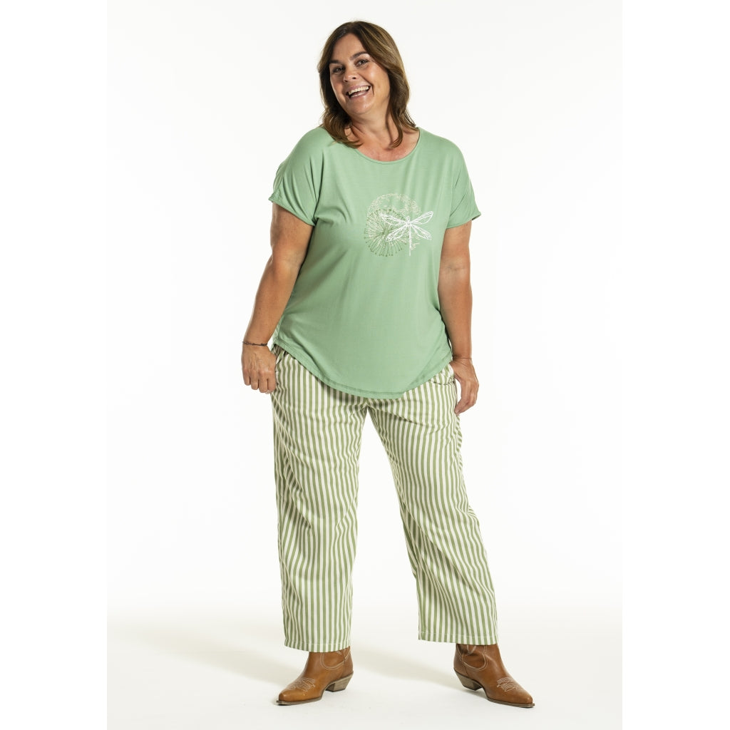 Gozzip Woman GJeanna Pants Pants Green Stripe