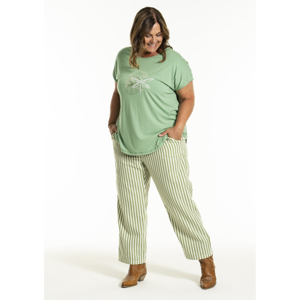 Gozzip Woman GJeanna Pants Pants Green Stripe