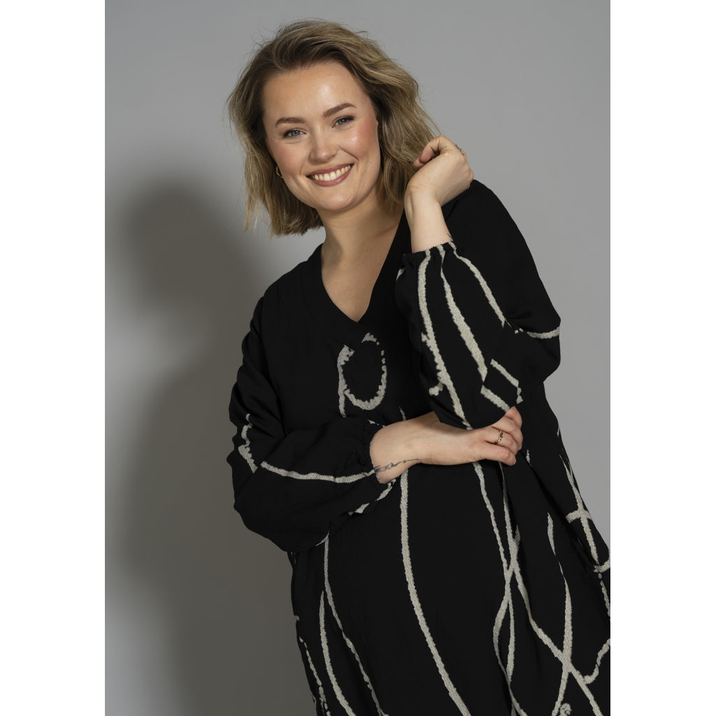 Gozzip Woman GMalene Dress Dress Black with border print