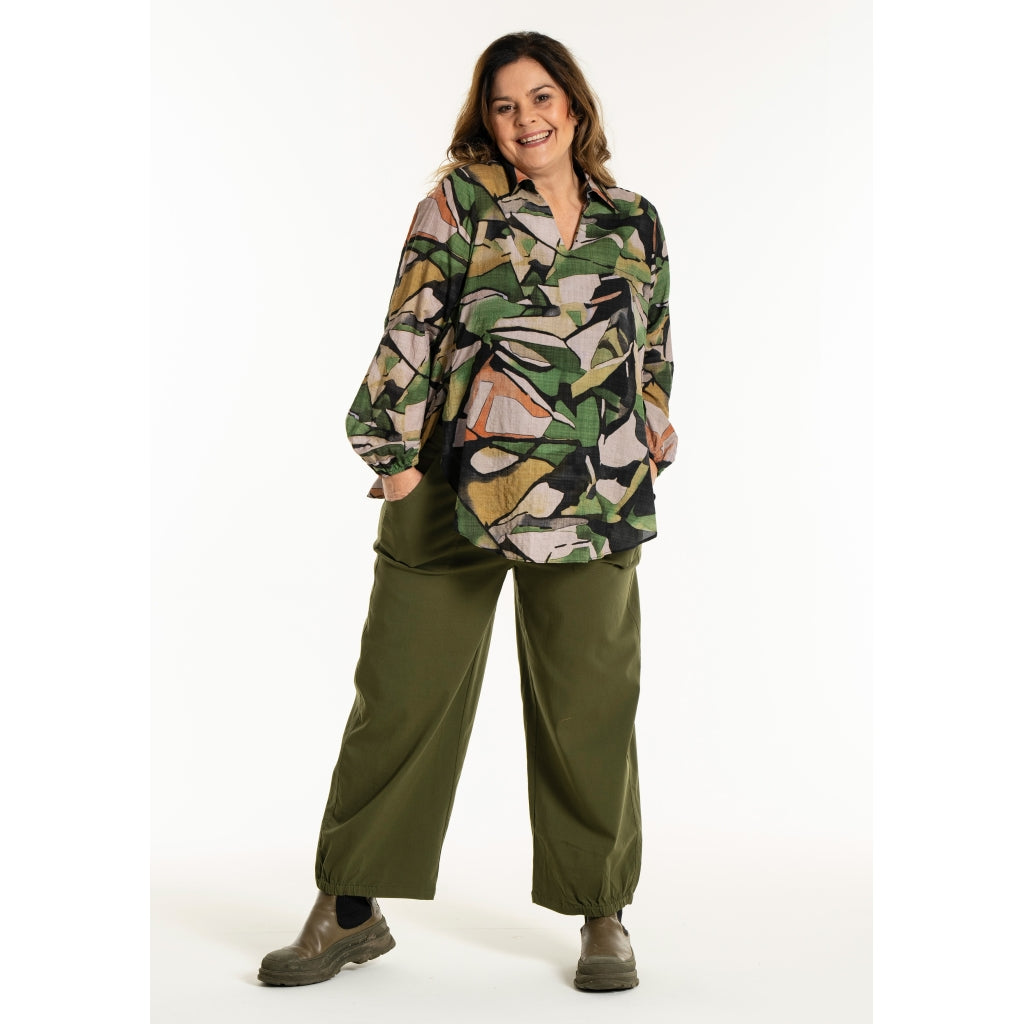 Gozzip Woman GSophia Shirt Blouse Shirt Blouse Green Print