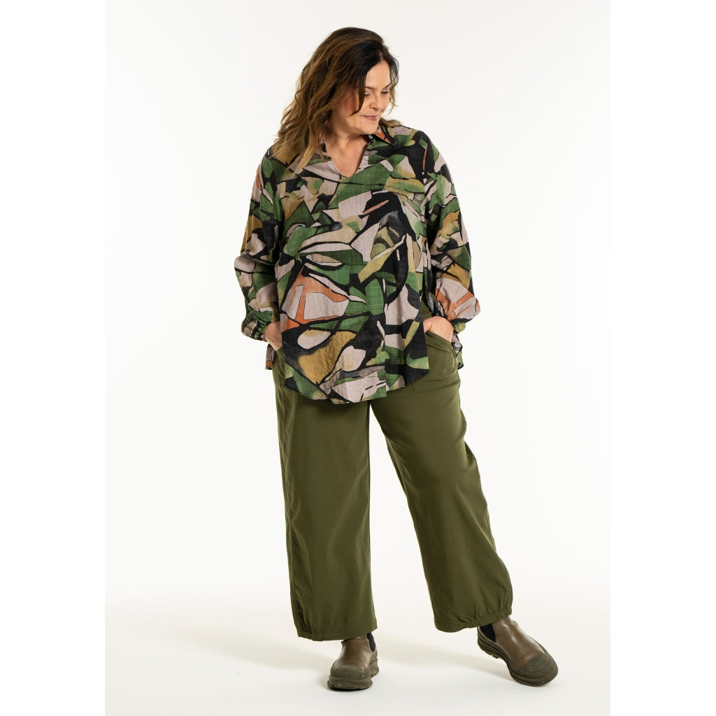 Gozzip Woman GSophia Shirt Blouse Shirt Blouse Green Print
