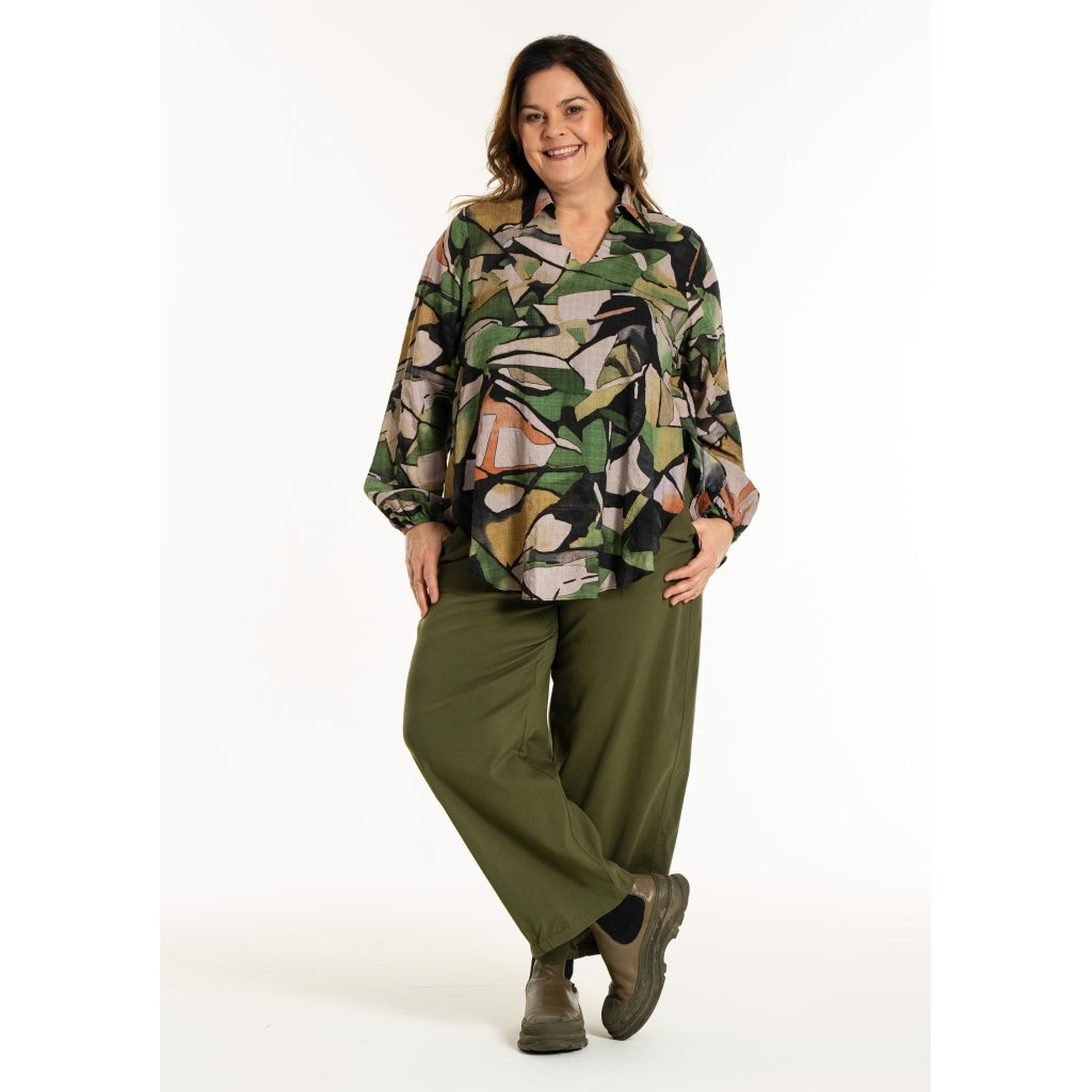 Gozzip Woman GSophia Shirt Blouse Shirt Blouse Green Print