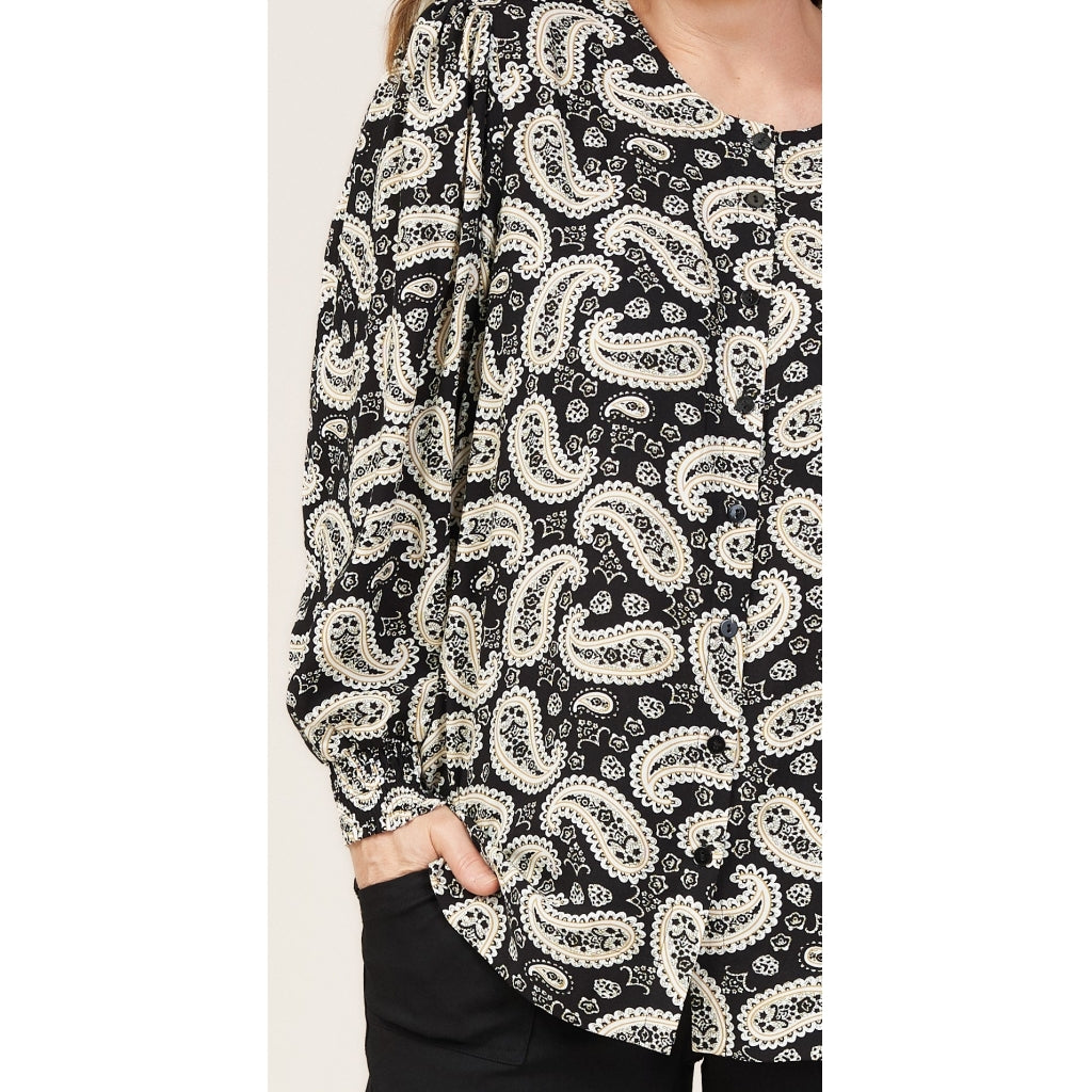 Gozzip Woman Ingelise Shirt Blouse Shirt Blouse Black printed