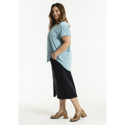 Gozzip Woman Alena Long denim baggy skir Long Skirt Black denim