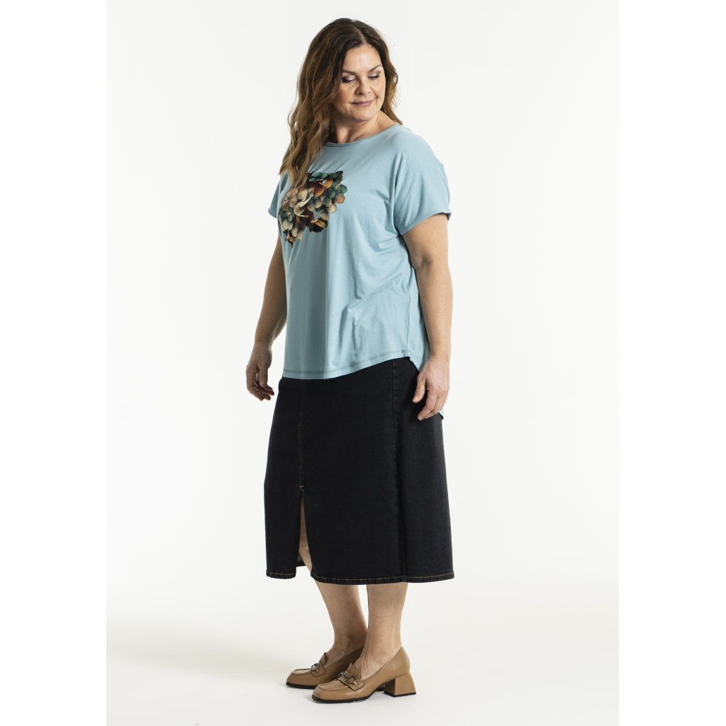 Gozzip Woman Alena Long denim baggy skir Long Skirt Black denim