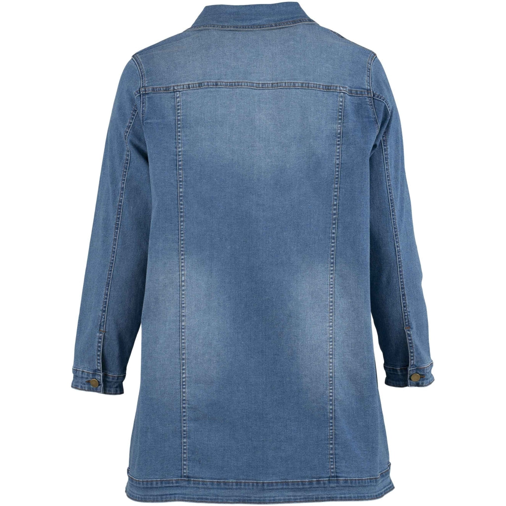 Gozzip Woman Amela Long denim jacket Long Jacket Light Blue Denim