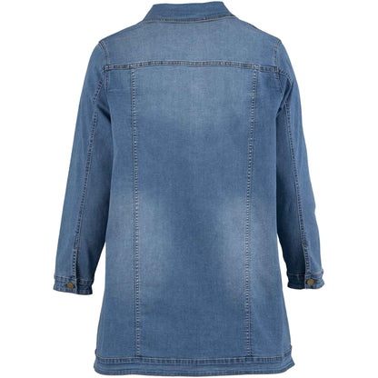 Gozzip Woman Amela Long denim jacket Long Jacket Light Blue Denim