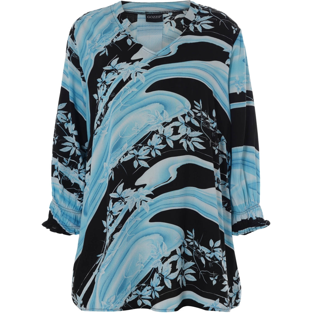 Gozzip Woman Anett Blouse Blouse Black with light blue print