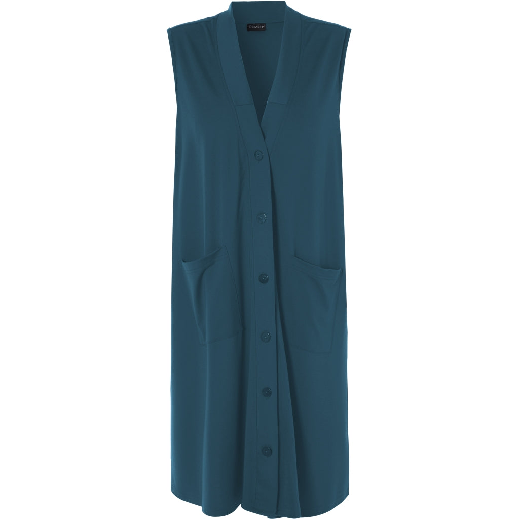 Gozzip Woman Bejse Long Waistcoat Waistcoat Petrol