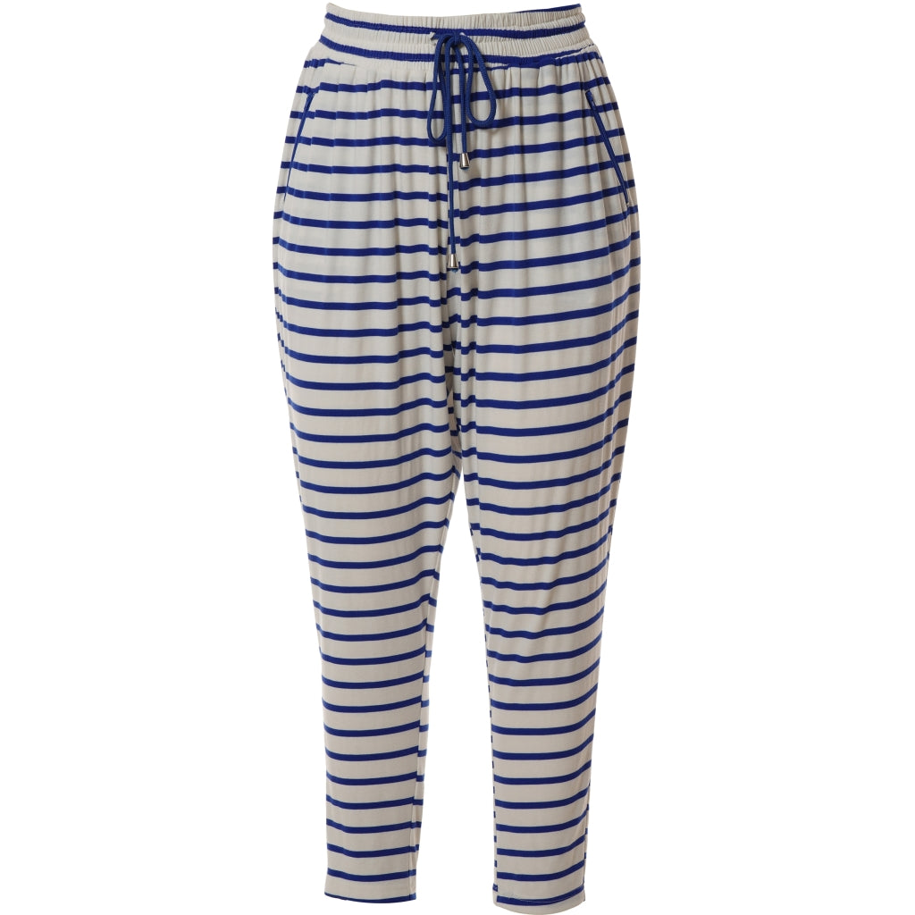 Gozzip Woman Benita Pants Pants White with Royal Blue Stripe