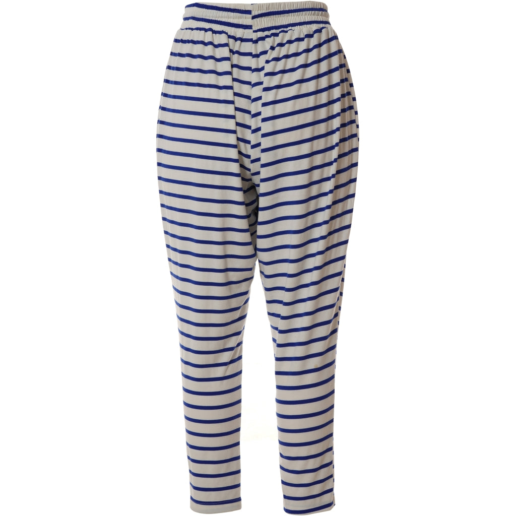 Gozzip Woman Benita Pants Pants White with Royal Blue Stripe