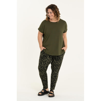 Gozzip Woman Benita Pants Pants Army Green Printed