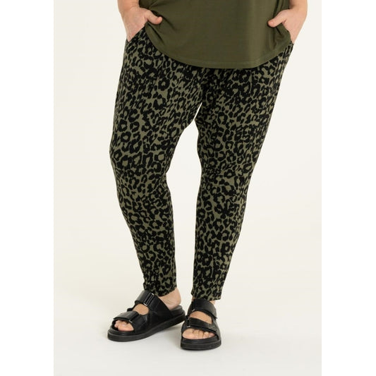 Gozzip Woman Benita Pants Pants Army Green Printed