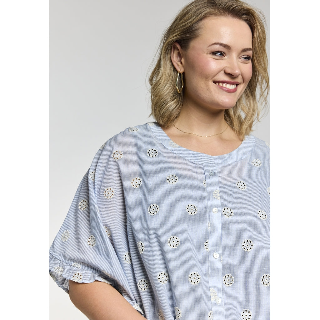 Gozzip Woman Charlotte Oversize shirt Tunic Oversize shirt tunic Blue/Off-White Strip
