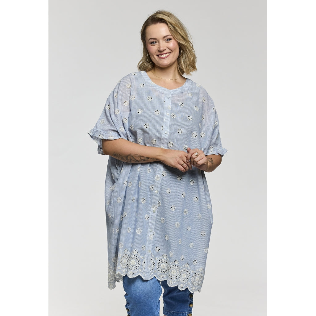 Gozzip Woman Charlotte Oversize shirt Tunic Oversize shirt tunic Blue/Off-White Strip