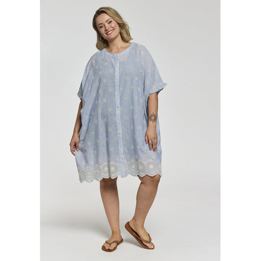 Gozzip Woman Charlotte Oversize shirt Tunic Oversize shirt tunic Blue/Off-White Strip