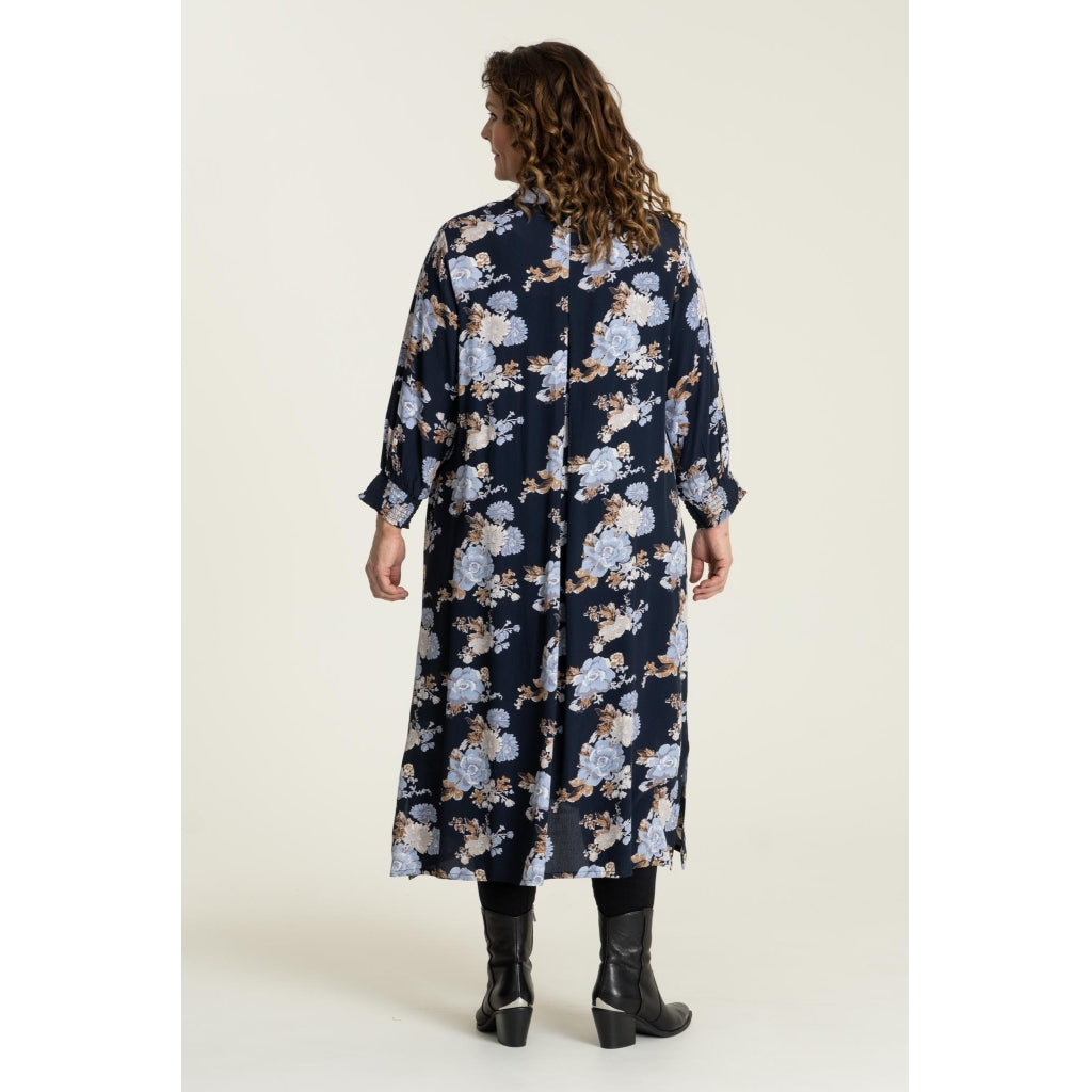 Gozzip Woman Christiane Long Dress Long Dress Navy Print