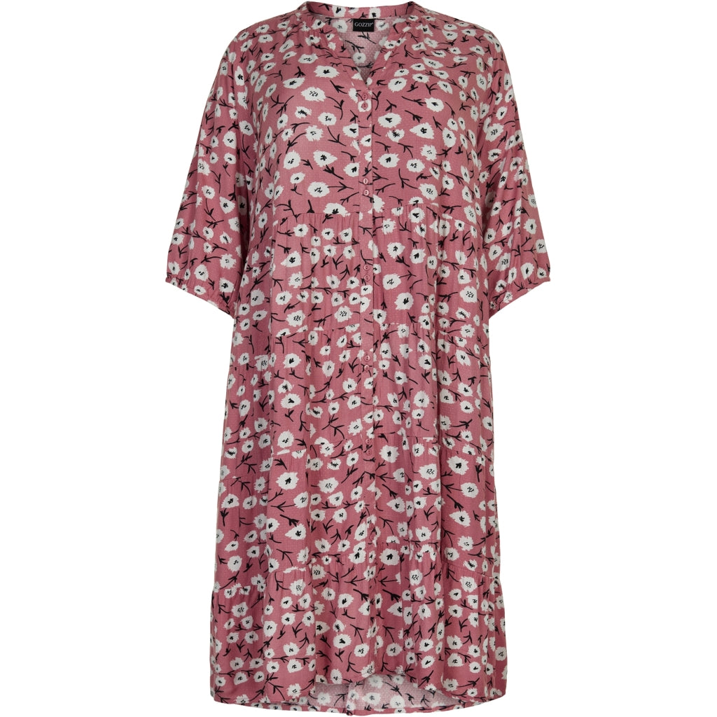 Gozzip Woman Ea Shirt Dress Shirt Dress Dusty Rose printed