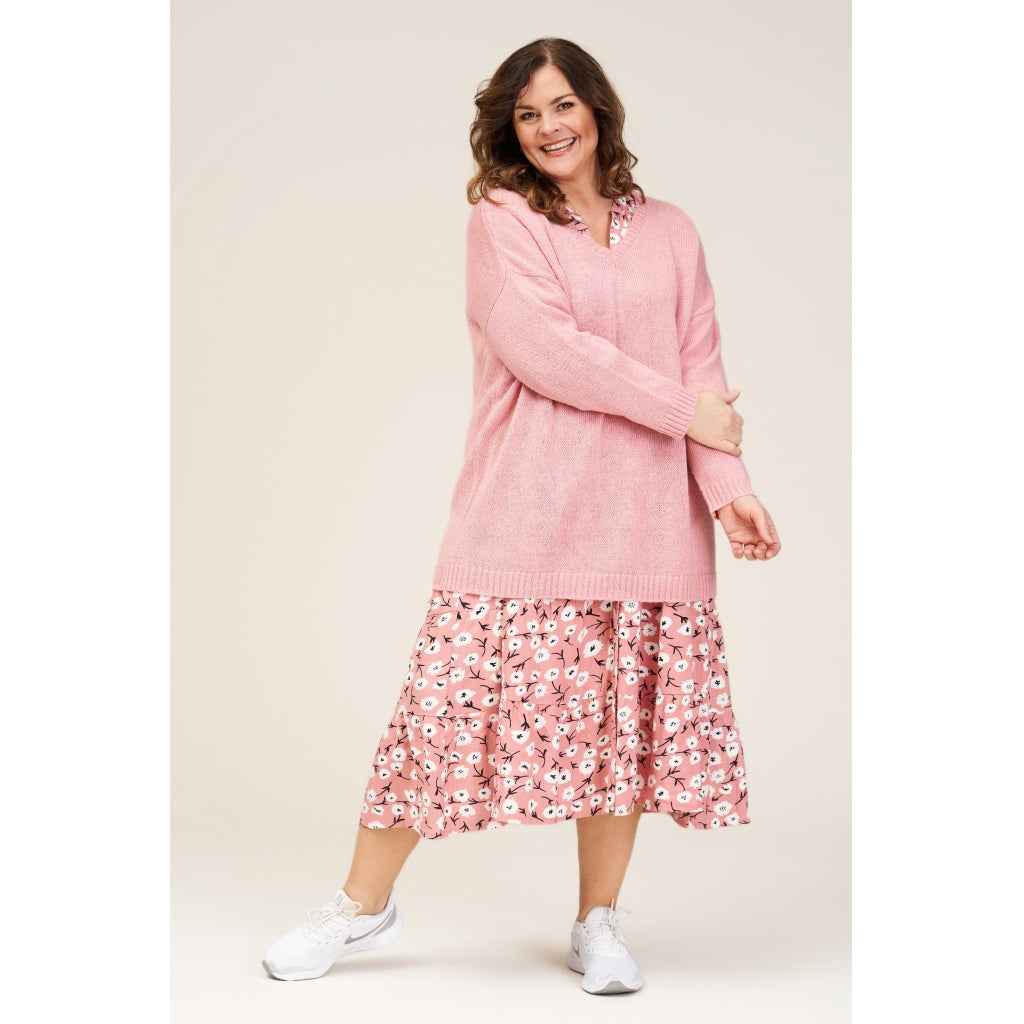 Gozzip Woman Ea Shirt Dress Shirt Dress Dusty Rose printed