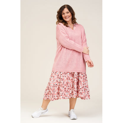 Gozzip Woman Ea Shirt Dress Shirt Dress Dusty Rose printed