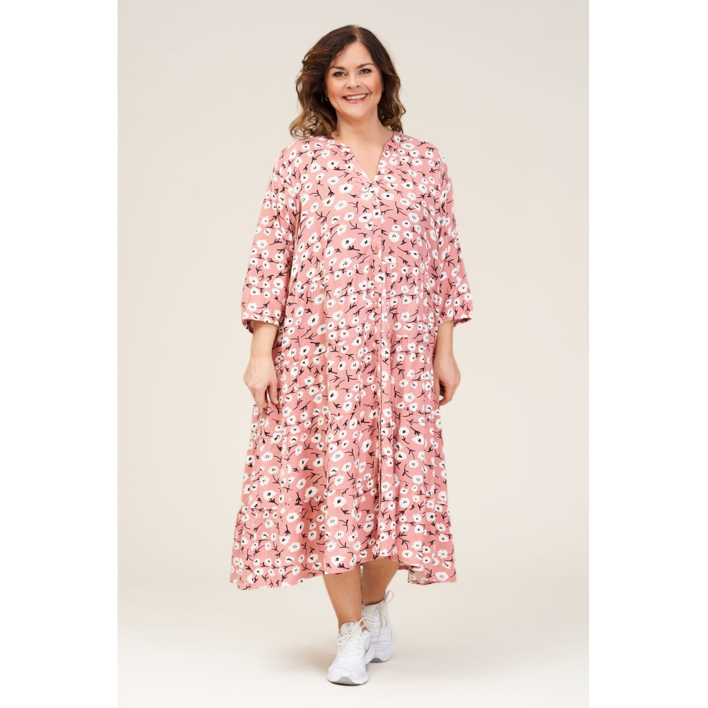 Gozzip Woman Ea Shirt Dress Shirt Dress Dusty Rose printed