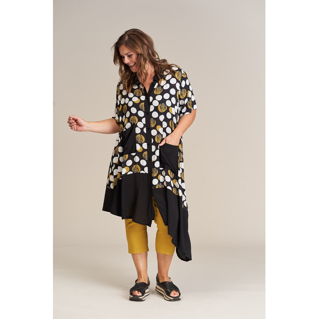 Gozzip Woman Ella Shirt Dress Shirt Dress Black big dots