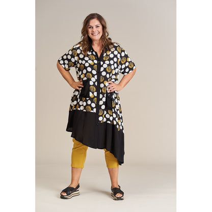 Gozzip Woman Ella Shirt Dress Shirt Dress Black big dots