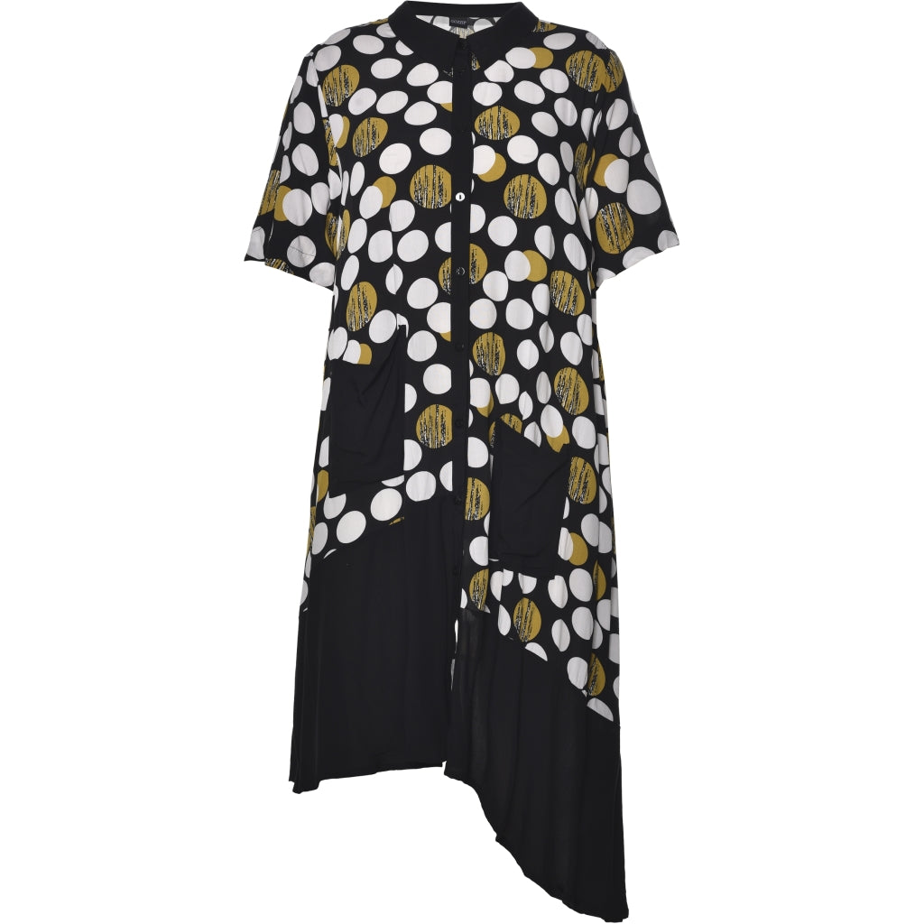 Gozzip Woman Ella Shirt Dress Shirt Dress Black big dots
