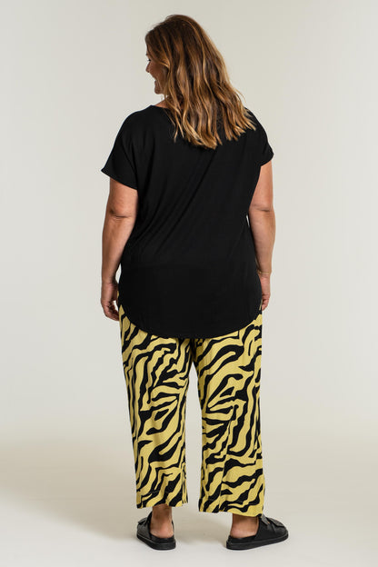 Gozzip Woman Elly Loose 3/4 Pants - MORE COLOURS 3/4 Loose Pant Lemon/Black