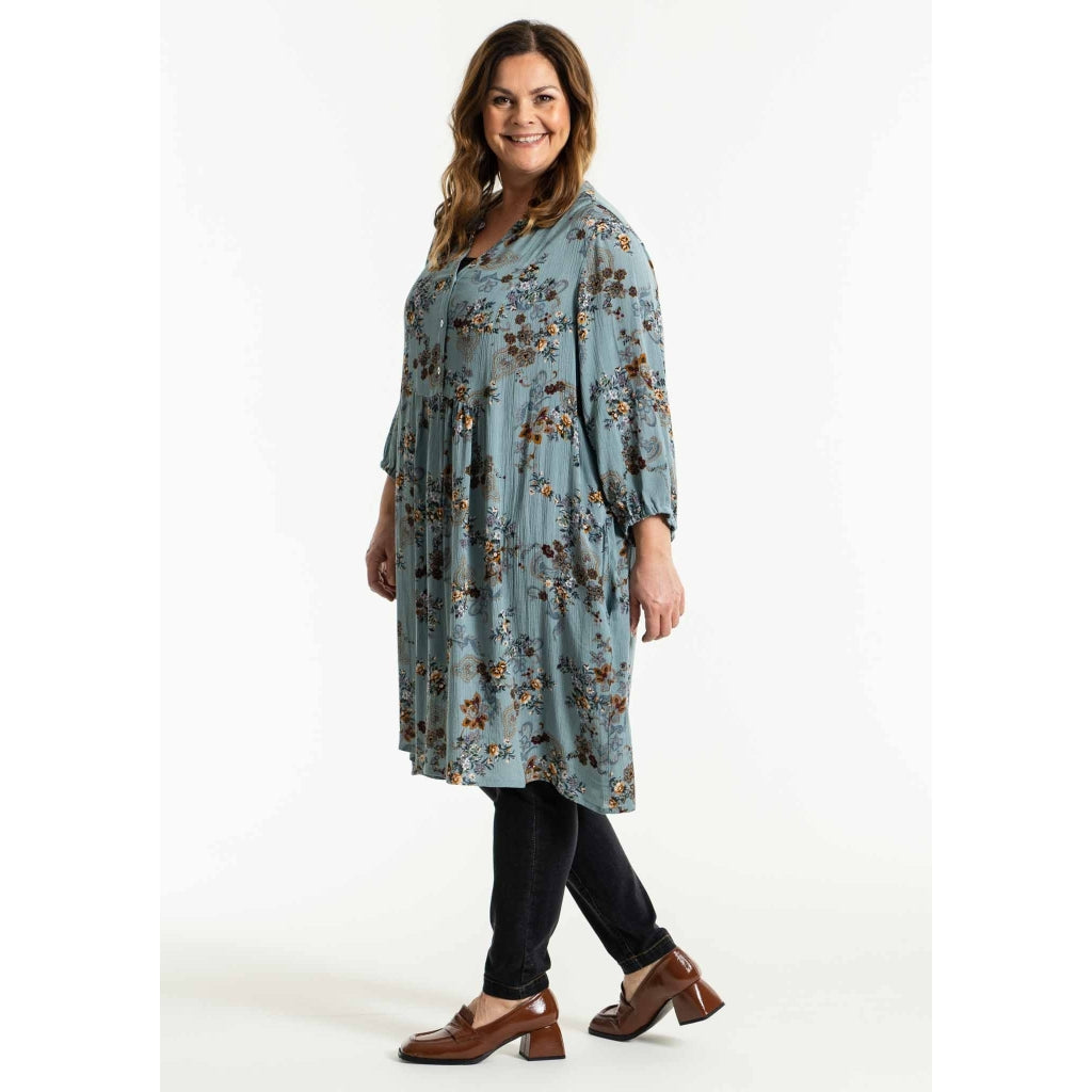 Gozzip Woman Elly Tunic Tunic Petrol Printed