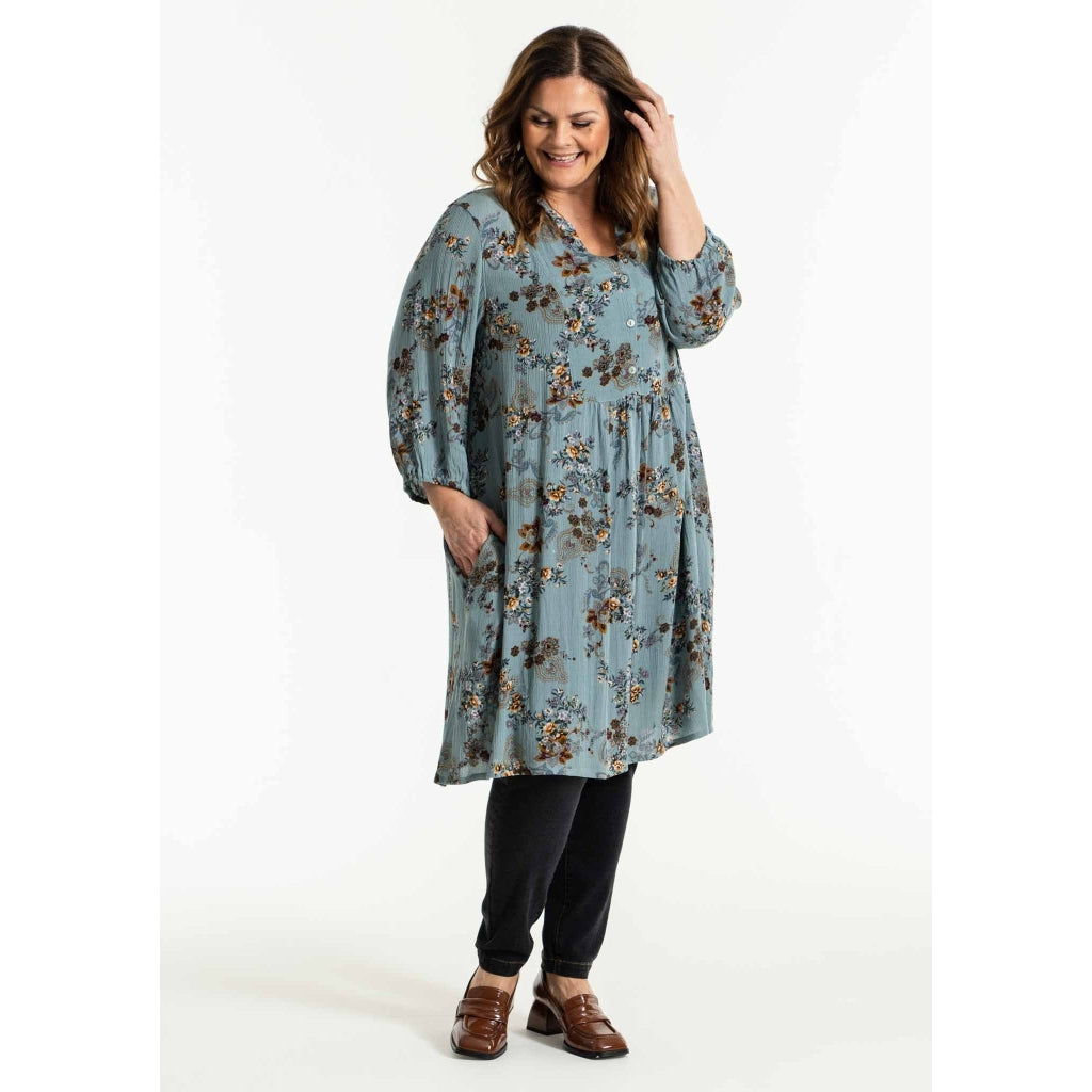 Gozzip Woman Elly Tunic Tunic Petrol Printed