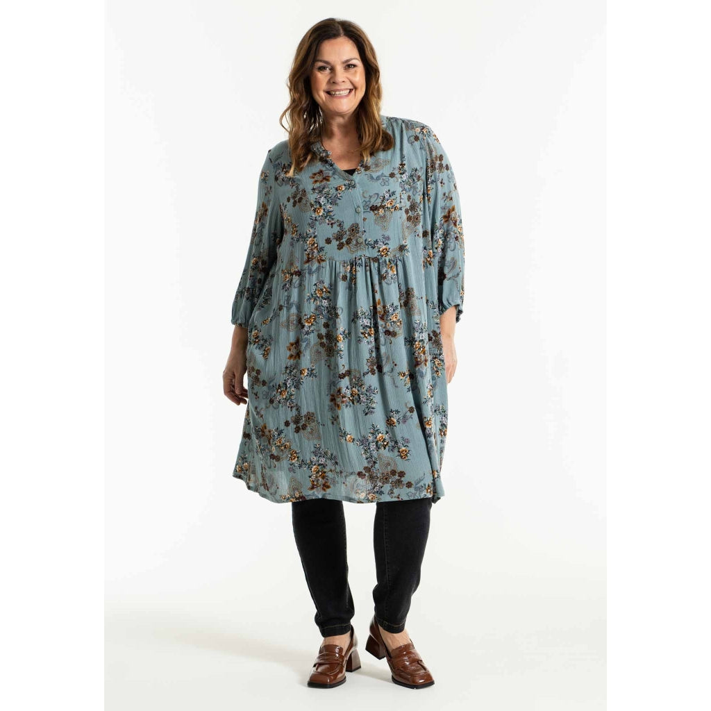 Gozzip Woman Elly Tunic Tunic Petrol Printed