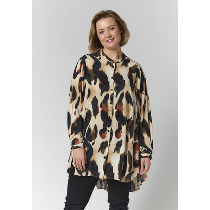 Gozzip Woman GAelina Shirt Shirt Sand with black orange pattern