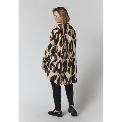 Gozzip Woman GAelina Shirt Shirt Sand with black orange pattern
