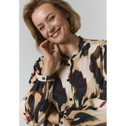 Gozzip Woman GAelina Shirt Shirt Sand with black orange pattern