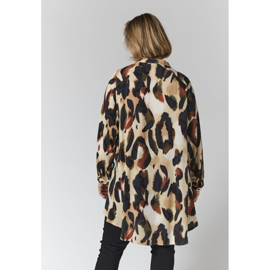 Gozzip Woman GAelina Shirt Shirt Sand with black orange pattern