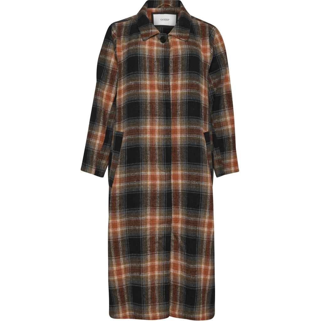 Gozzip Woman GAlaya long checked coat Coat Multi Colour